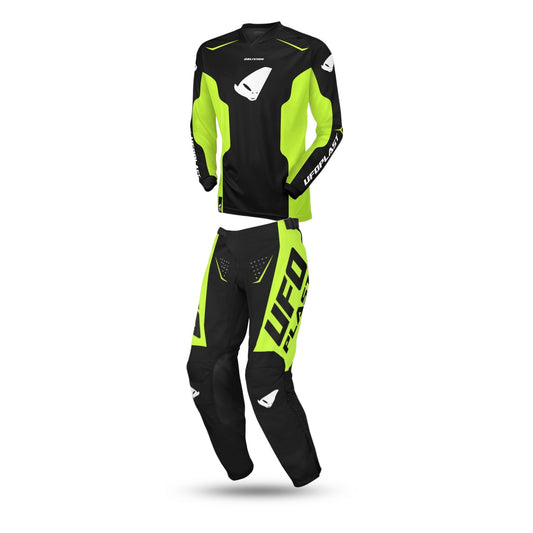 Completo Motocross Ufo Oblivion Nero Giallo Fluo (Magl. L Pant. 50)