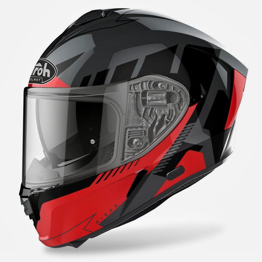 Casco Integrale Airoh Spark Rise Grigio Nero Rosso Lucido SPRI55