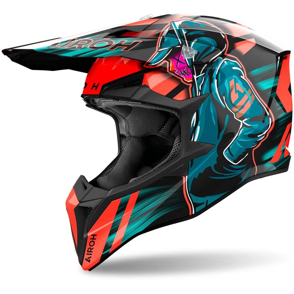 Casco Motocross Airoh Wraaap Cyber Orange Gloss