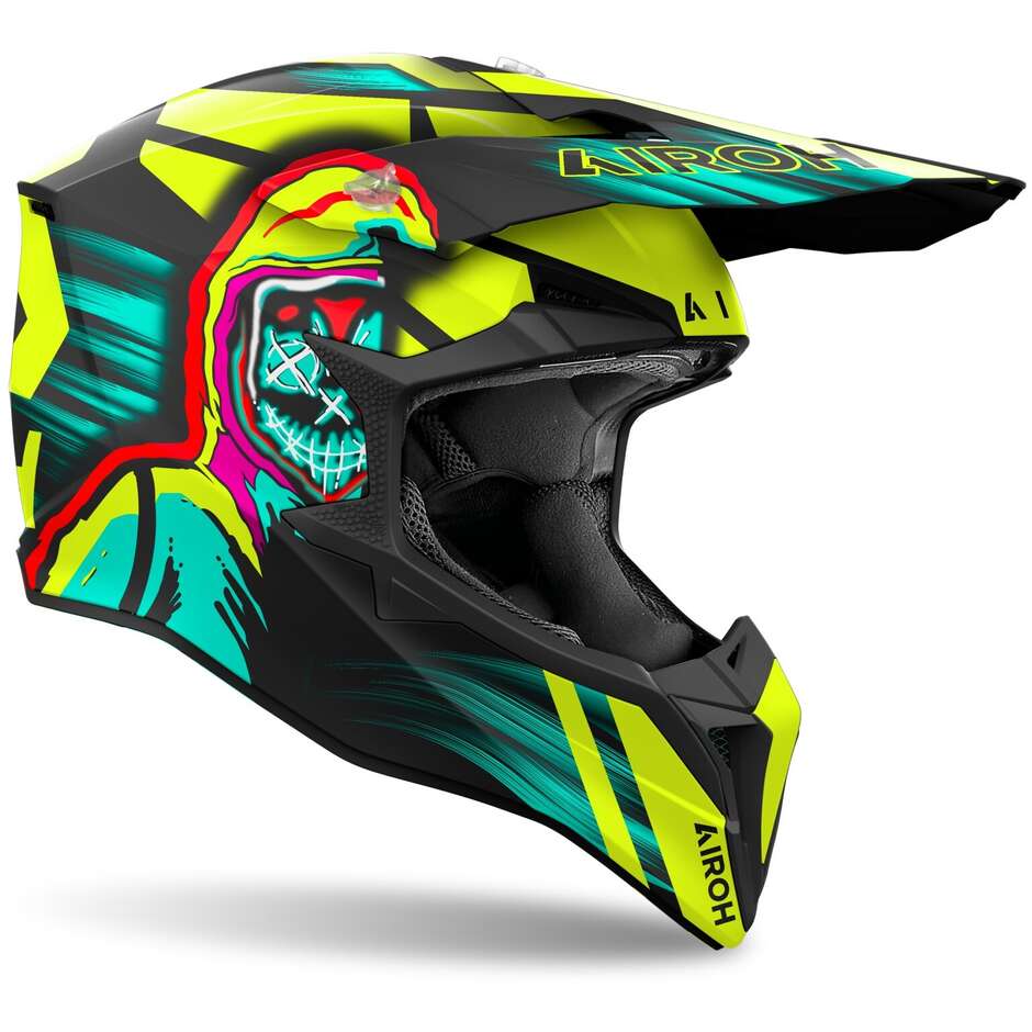 Casco Motocross Airoh Wraaap Cyber Yellow Matt