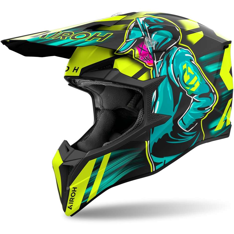 Casco Motocross Airoh Wraaap Cyber Yellow Matt