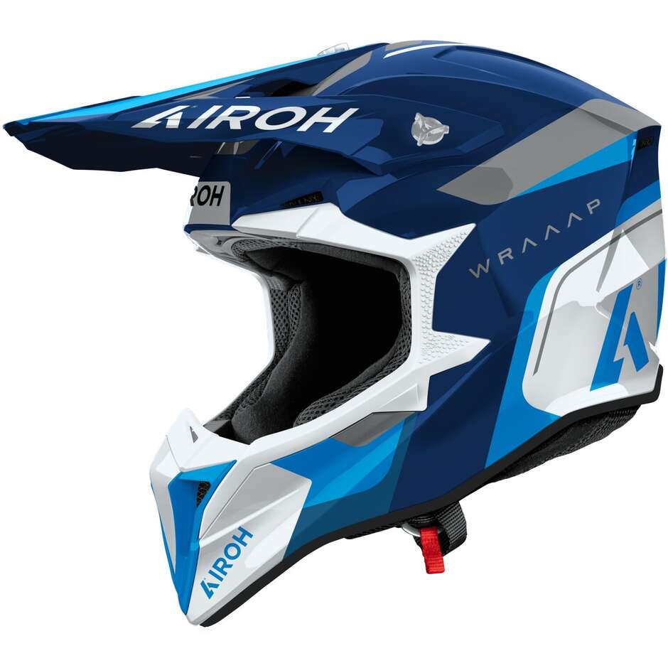 Casco Motocross Airoh Wraaap Conquer Blue Gloss