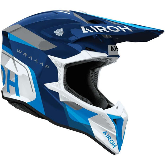 Casco Motocross Airoh Wraaap Conquer Blue Gloss