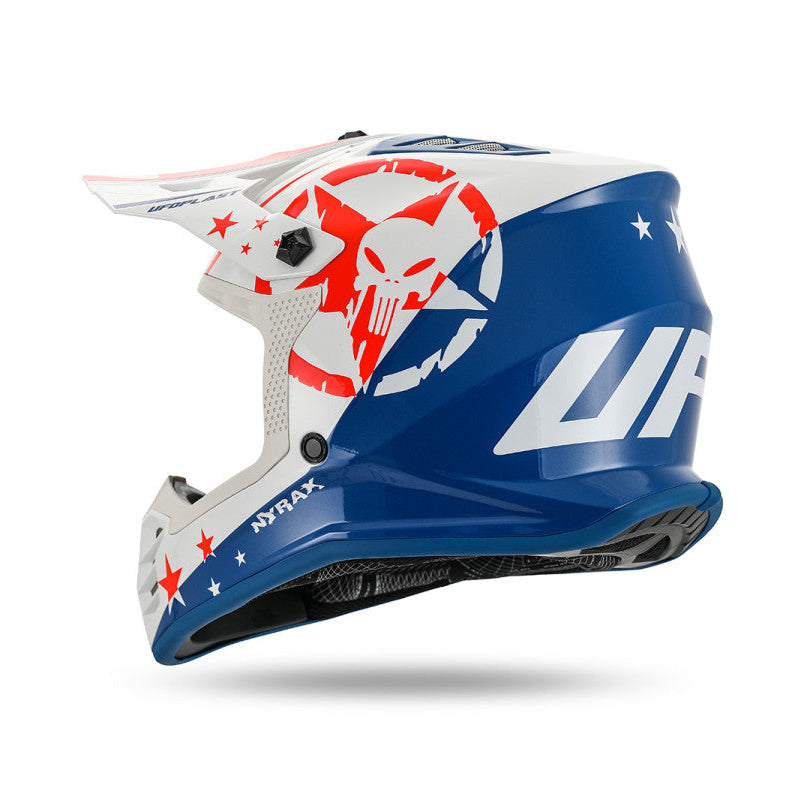Casco Motocross Bimbo Ufo Plast Korey Bianco Blu