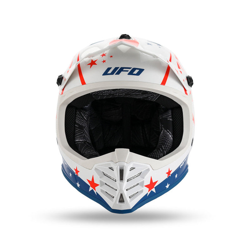 Casco Motocross Bimbo Ufo Plast Korey Bianco Blu
