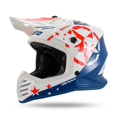 Casco Motocross Bimbo Ufo Plast Korey Bianco Blu