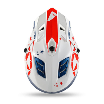Casco Motocross Bimbo Ufo Plast Korey Bianco Blu