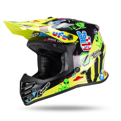 Casco Motocross Bimbo Ufo Plast Korey Giallo Nero