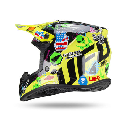 Casco Motocross Bimbo Ufo Plast Korey Giallo Nero