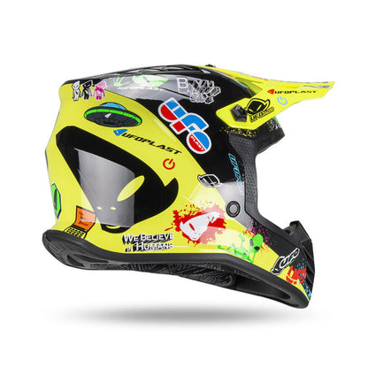 Casco Motocross Bimbo Ufo Plast Korey Giallo Nero