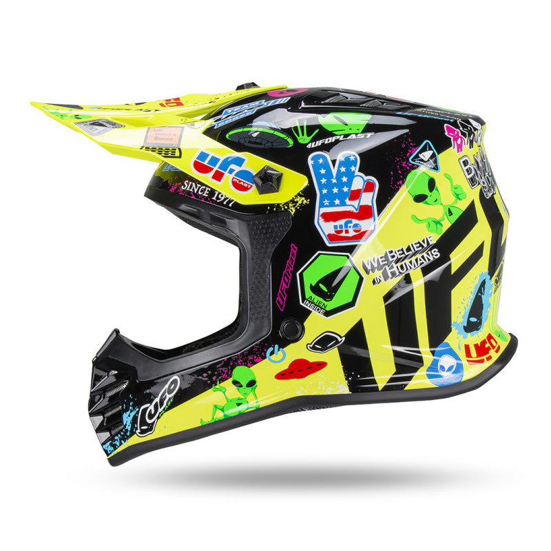 Casco Motocross Bimbo Ufo Plast Korey Giallo Nero