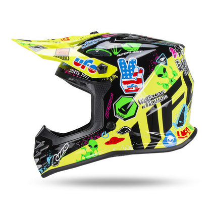 Casco Motocross Bimbo Ufo Plast Korey Giallo Nero