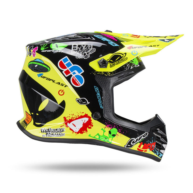 Casco Motocross Bimbo Ufo Plast Korey Giallo Nero