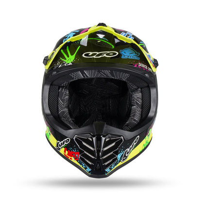 Casco Motocross Bimbo Ufo Plast Korey Giallo Nero