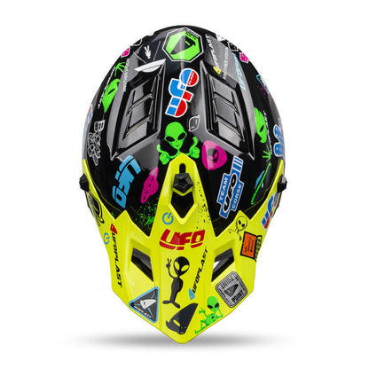 Casco Motocross Bimbo Ufo Plast Korey Giallo Nero