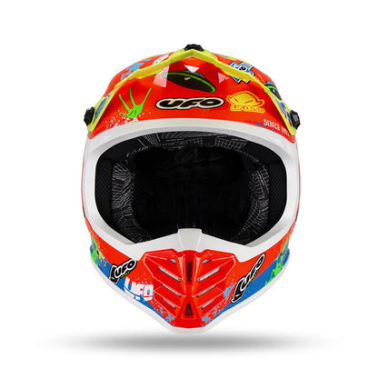Casco Motocross Bimbo Ufo Plast Korey Giallo Rosso Blu