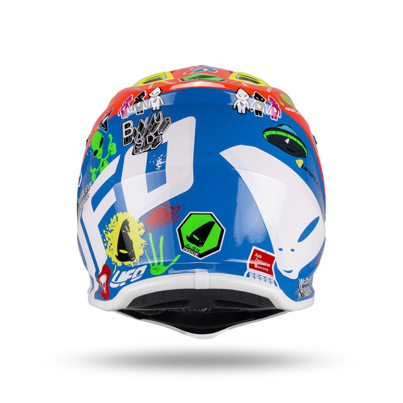Casco Motocross Bimbo Ufo Plast Korey Giallo Rosso Blu