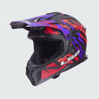 Casco Motocross LS2 MX708 FAST II GROTESK Matt Purple Orange