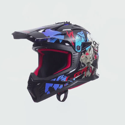 Casco Motocross LS2 MX708 FAST II ZOMBIE II Red Blue
