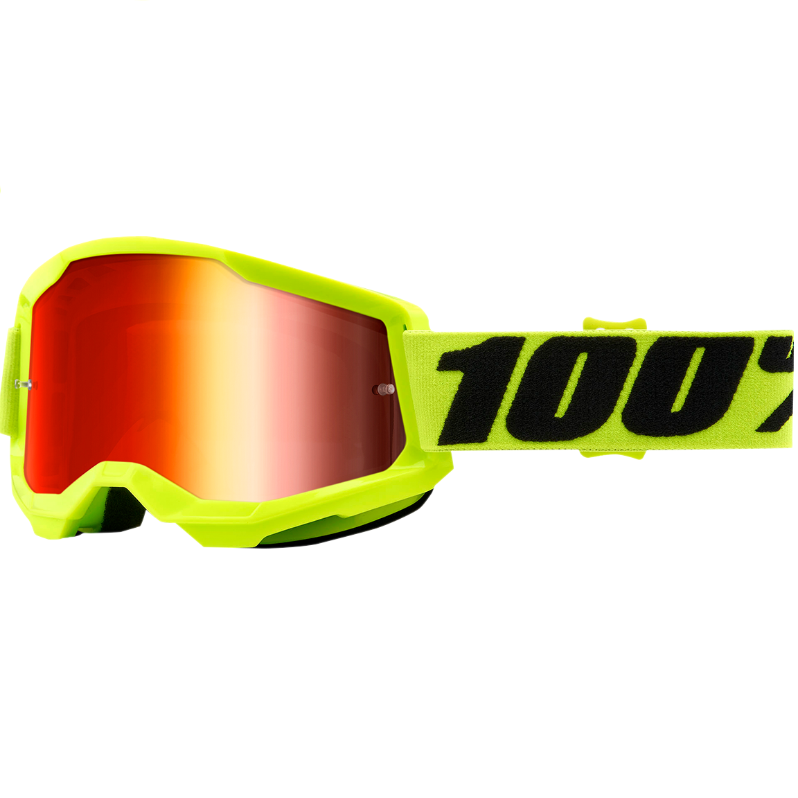 Maschera Motocross 100% Strata 2 Giallo Fluo Lente Rossa