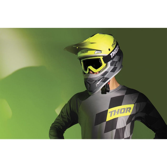 Maschera Motocross Thor Combat Racer Giallo Fluo