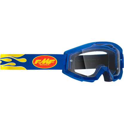 Maschera Motocross 100% FMF Powercore Flame Blue Navy Mx Goggles