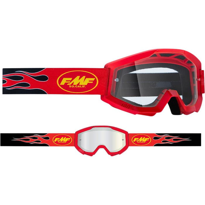 Maschera Motocross 100% FMF Powercore Flame Red Mx Goggles