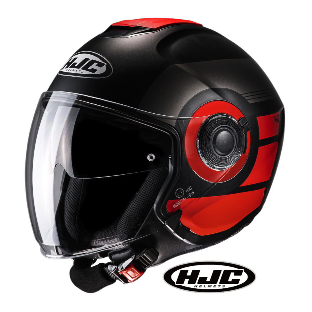 Casco Jet HJC i40 Spina MC1SF Nero / Grigio / Rosso Opaco