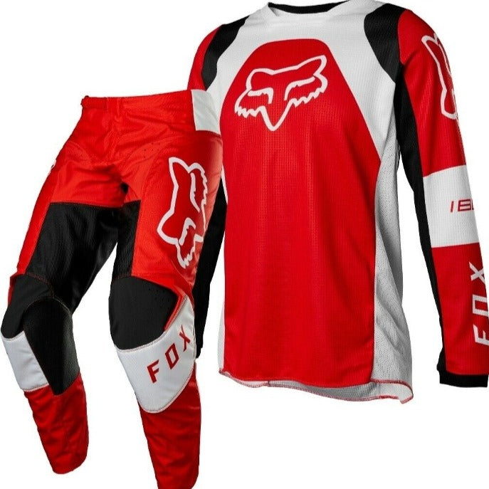 Completo Motocross Fox Racing 180 Lux Rosso Fluo ( Magl. M Pant. 32)